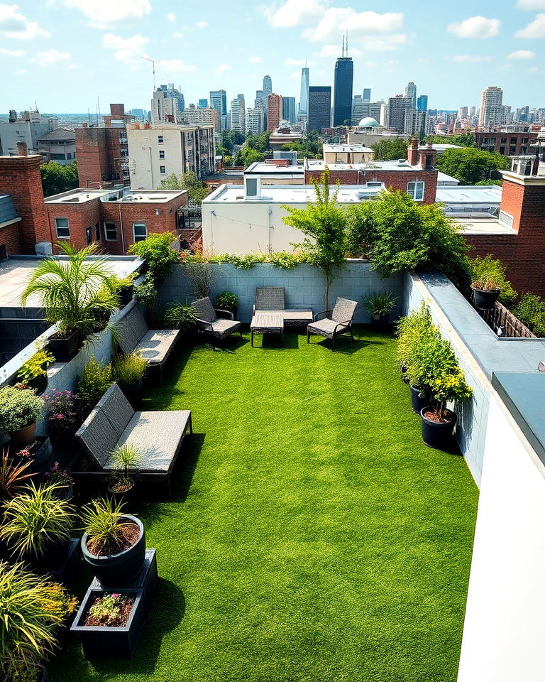 rooftop backyard with turf design