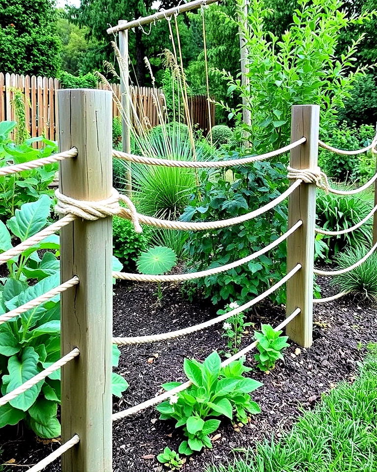 rope fence with posts