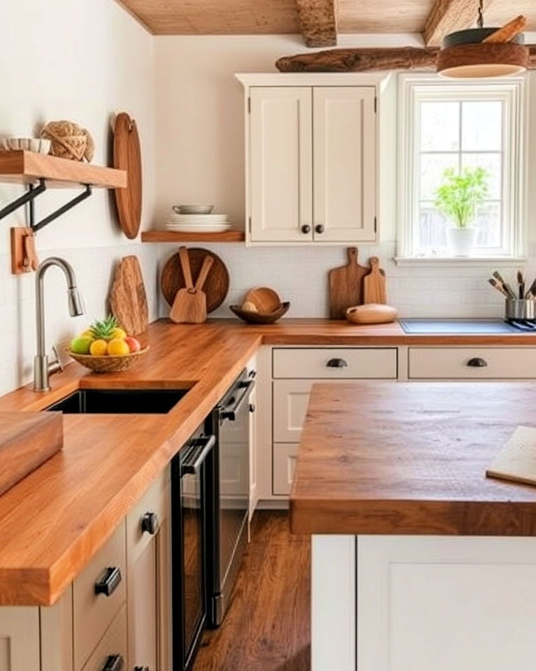 rough hewn rustic wooden kitchen countertops
