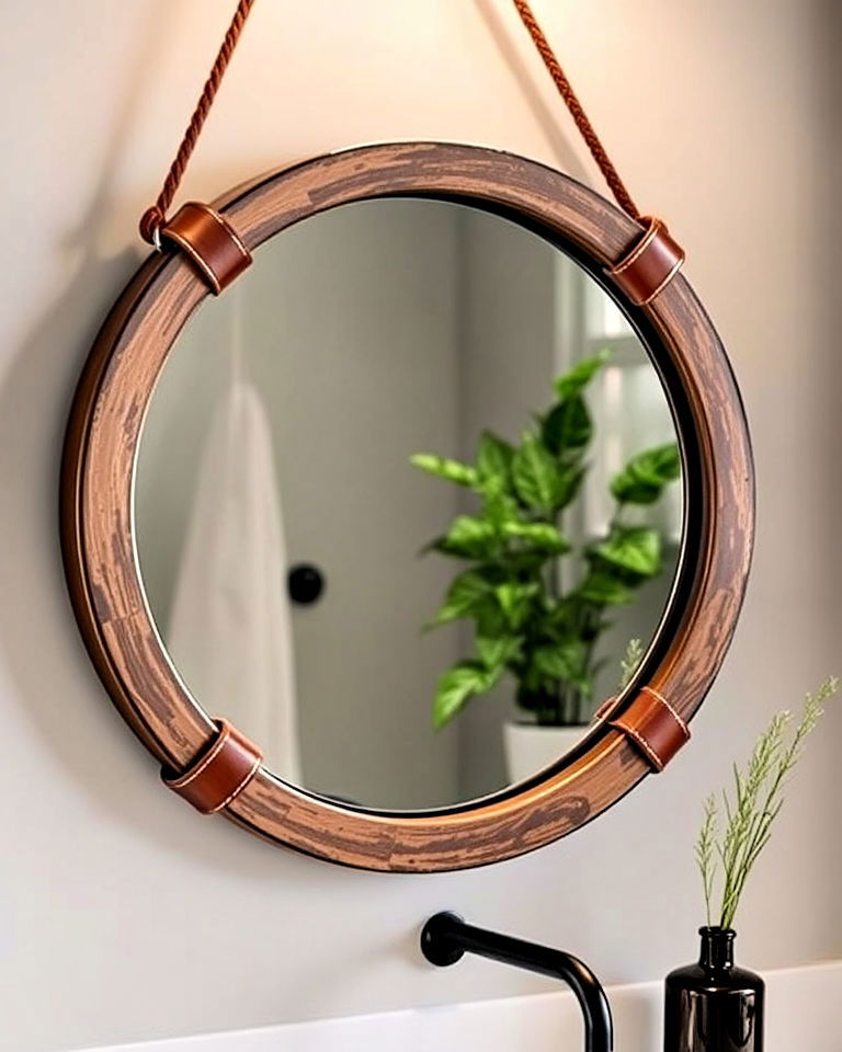 round mirrors with leather straps