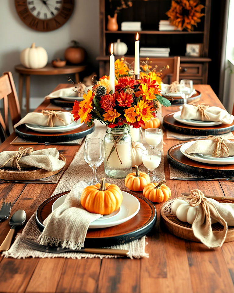 rustic and cozy farmhouse table setting
