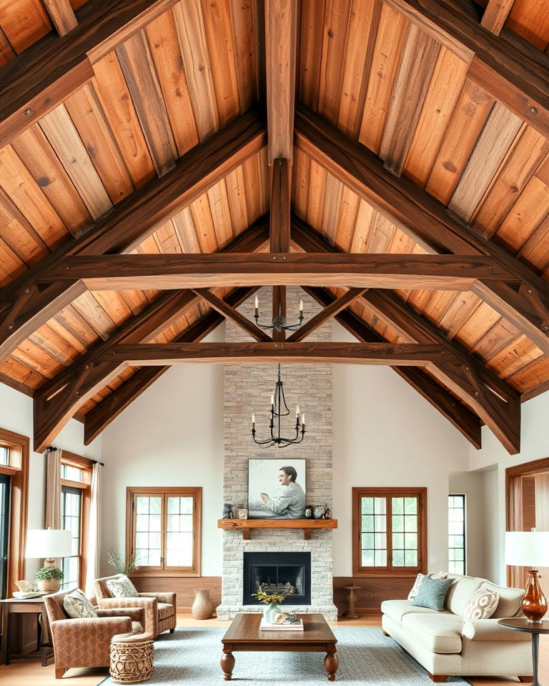 rustic barn style vaulted ceiling idea