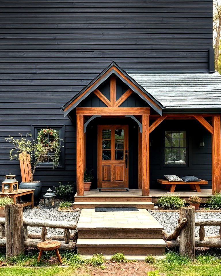 rustic black and reclaimed wood blend house