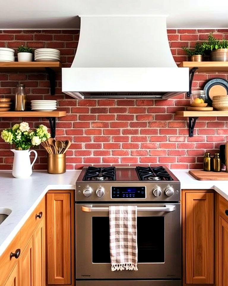 rustic brick backsplash for kitchen