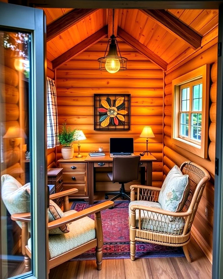 rustic cabin office
