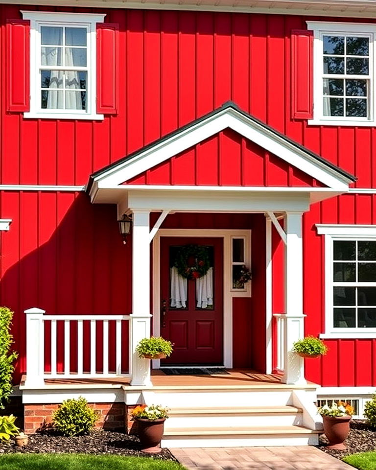 rustic charm red board and batten siding