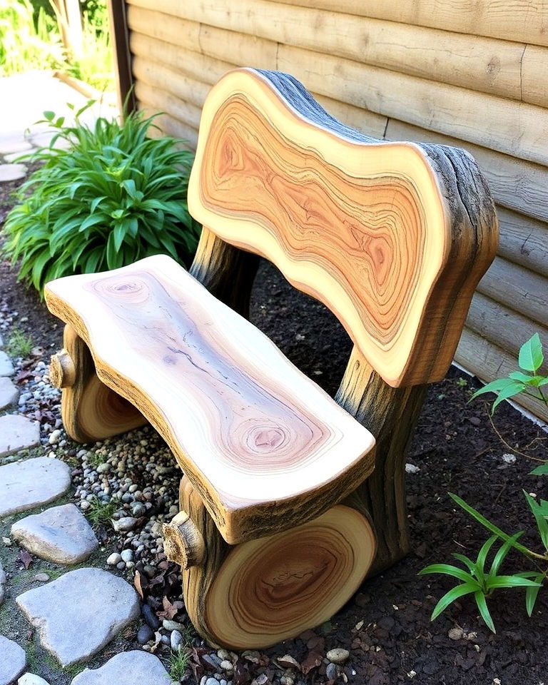 rustic diy log bench