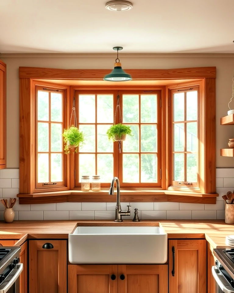 rustic farmhouse kitchen bay window