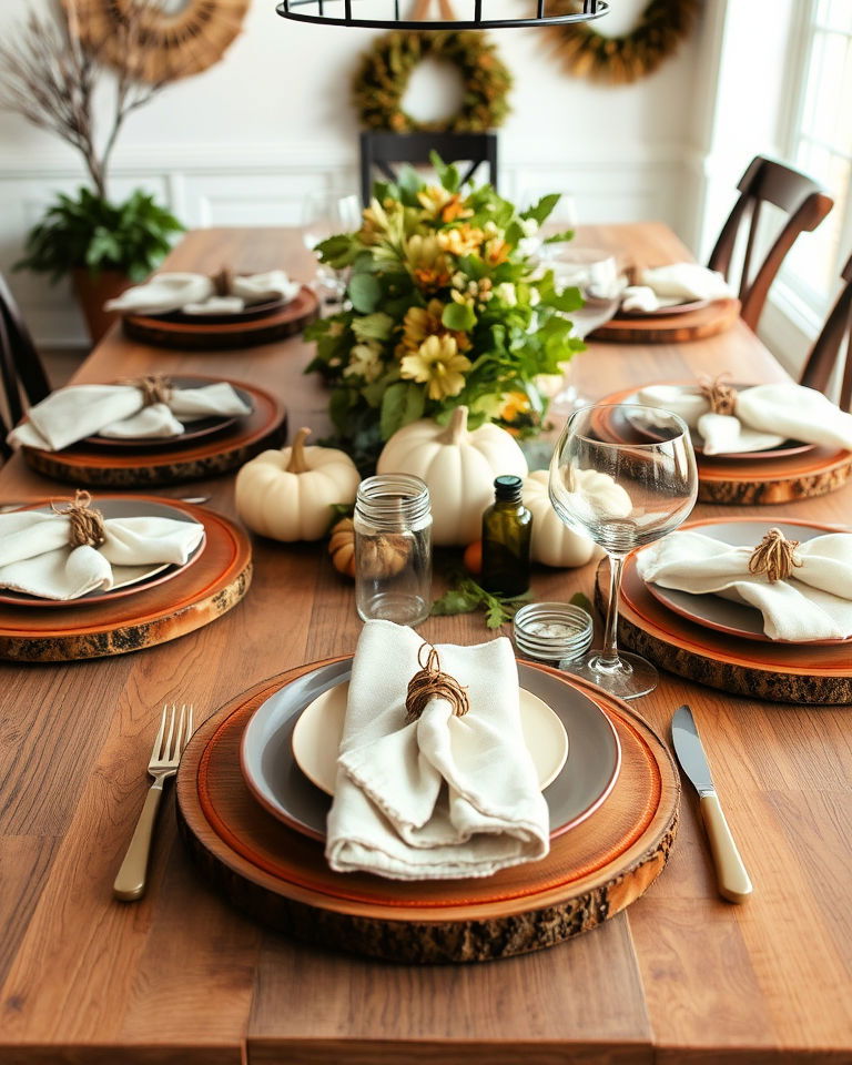 rustic farmhouse table with wooden elements