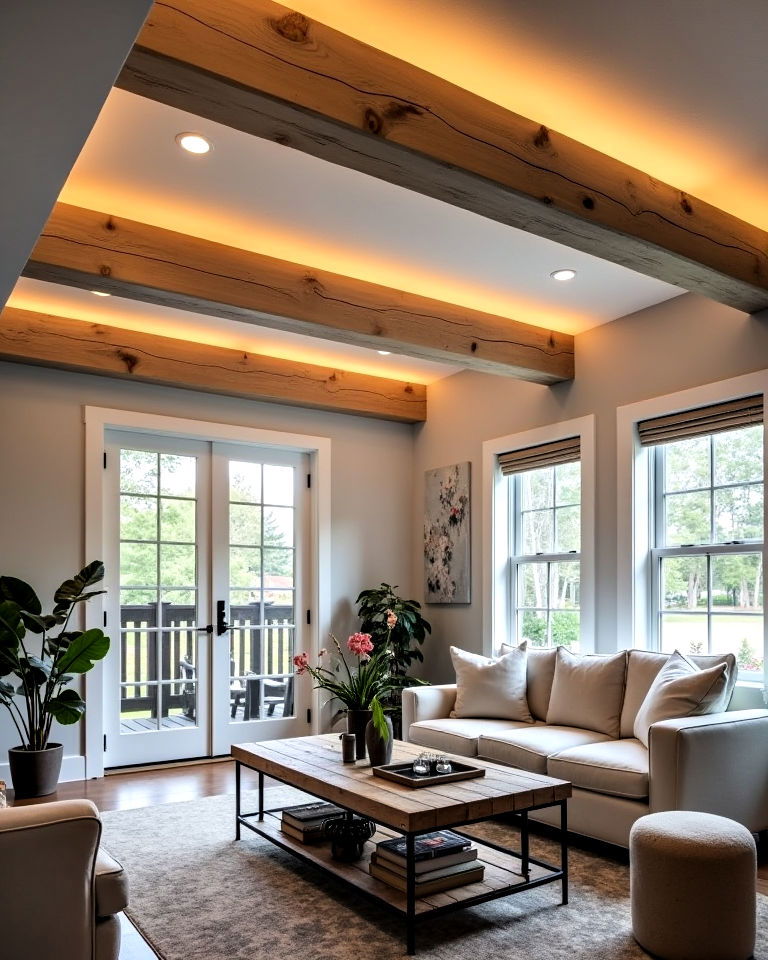 rustic faux wood beam ceiling lighting
