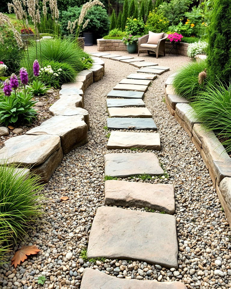 rustic gravel path with stepping stones
