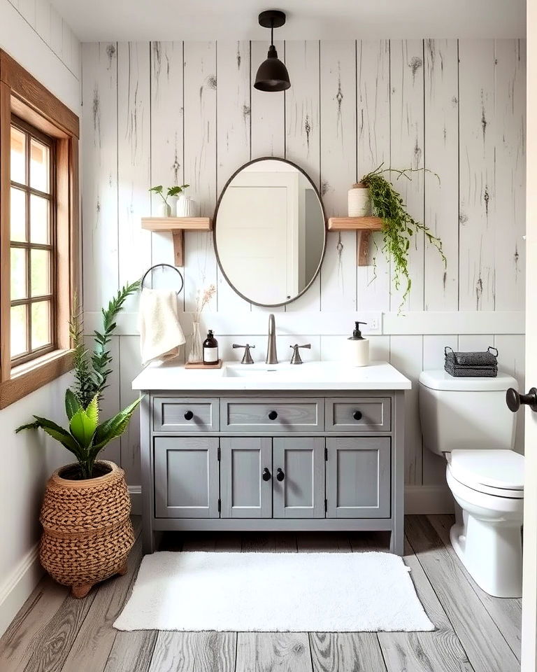 rustic gray wood elements for bathroom