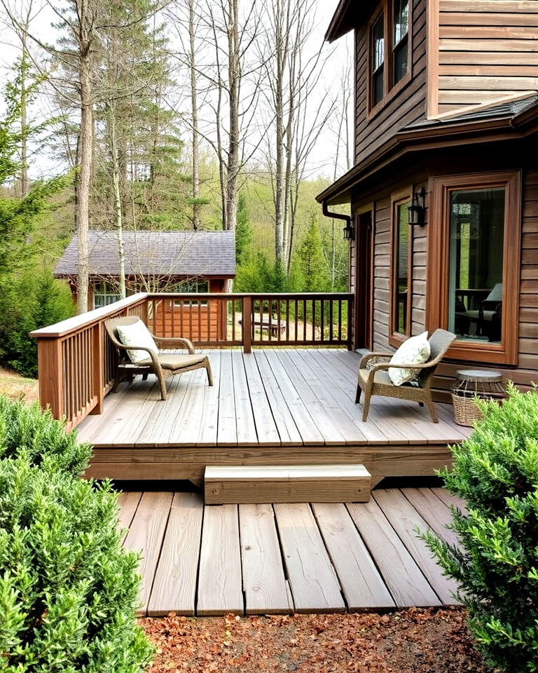 rustic ground level deck