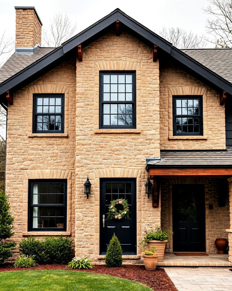 rustic house with black accents