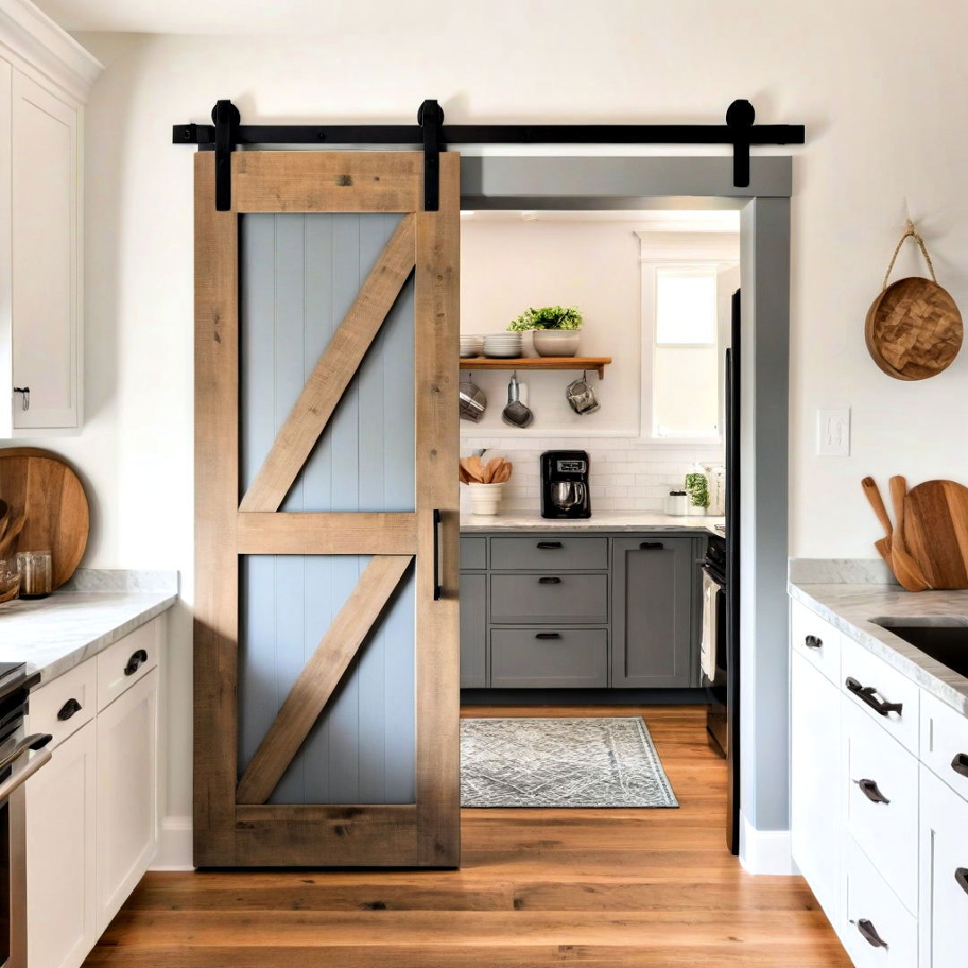 rustic kitchen sliding barn door
