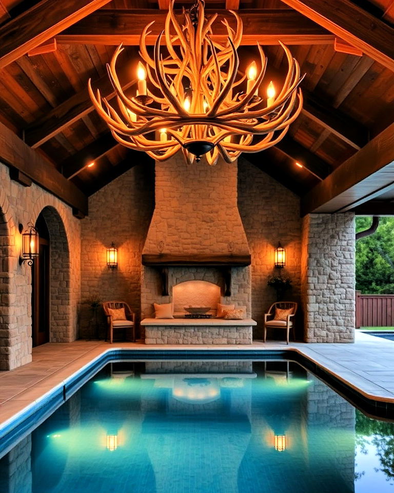 rustic lighting for pool house