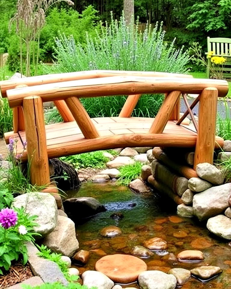 rustic log bridge