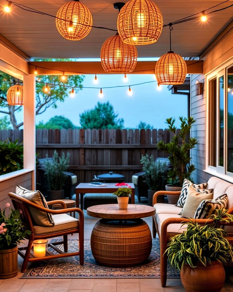 rustic rattan string lights for natural appeal