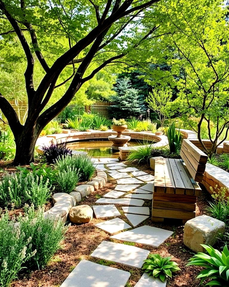rustic stone benches