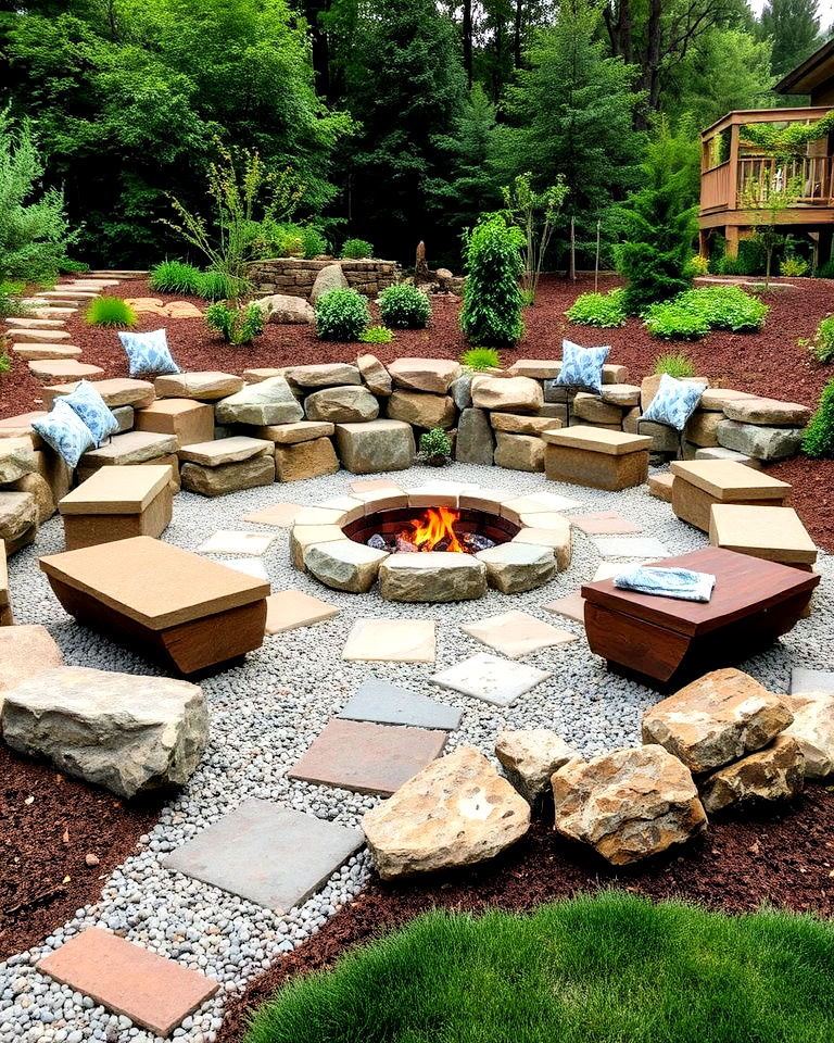 rustic stone circle for your backyard