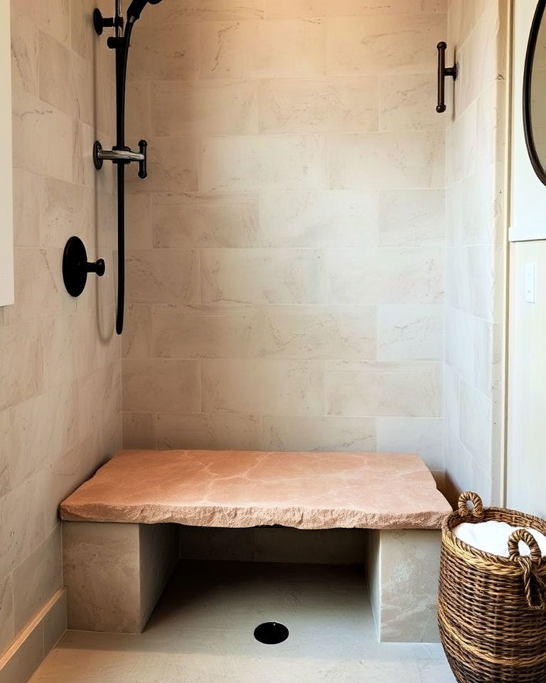 rustic stone slab seat