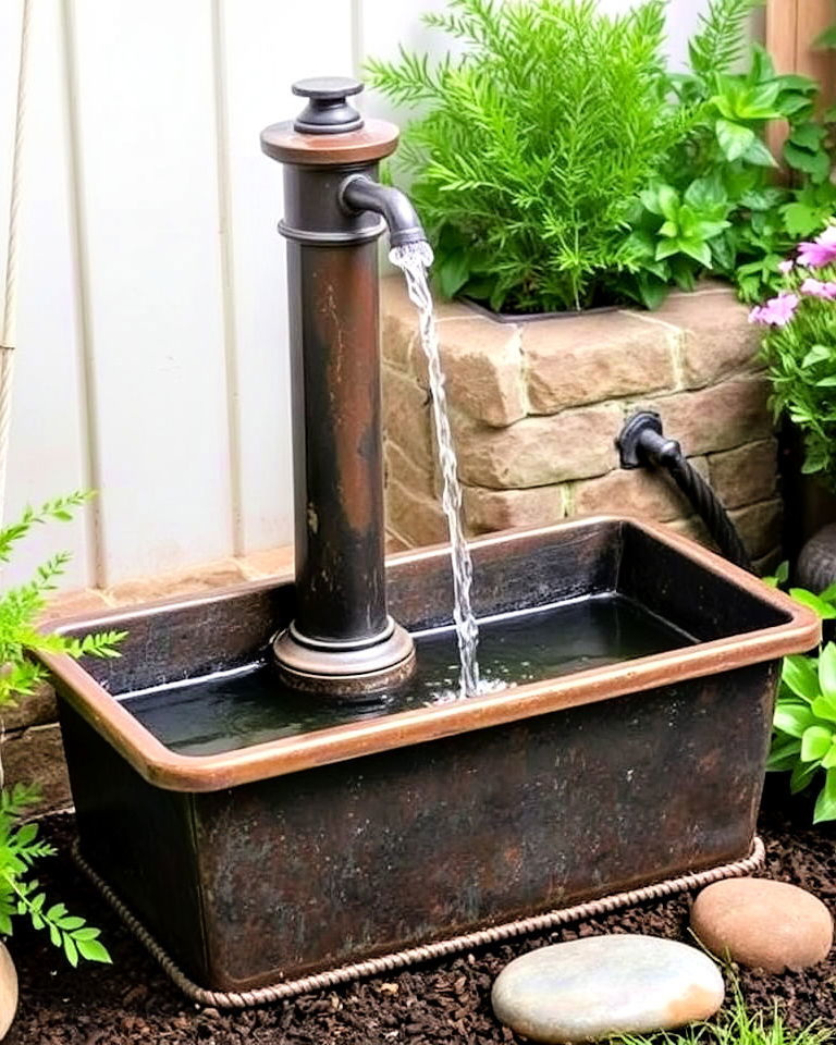 rustic trough fountain
