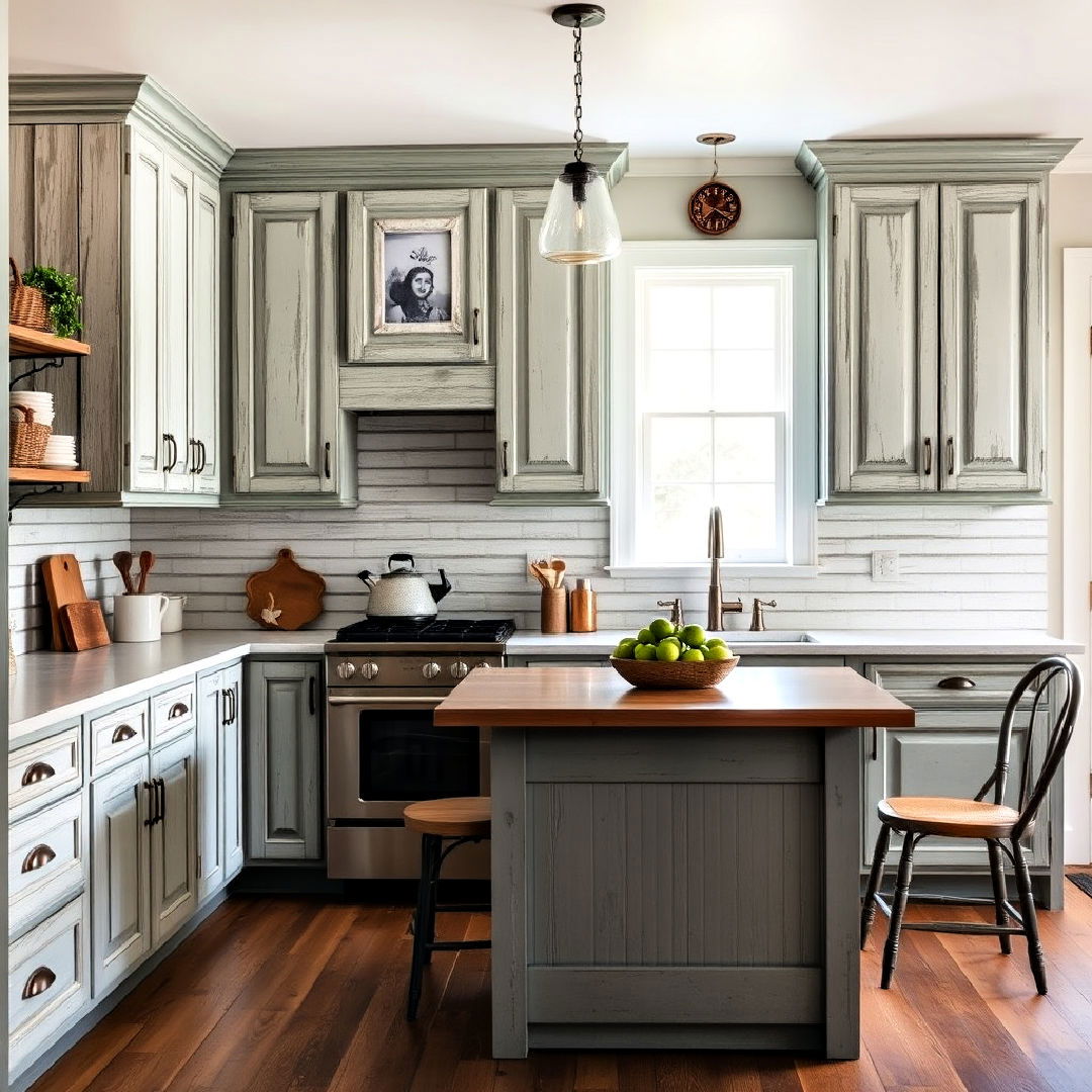 rustic weathered cabinets for kitchen