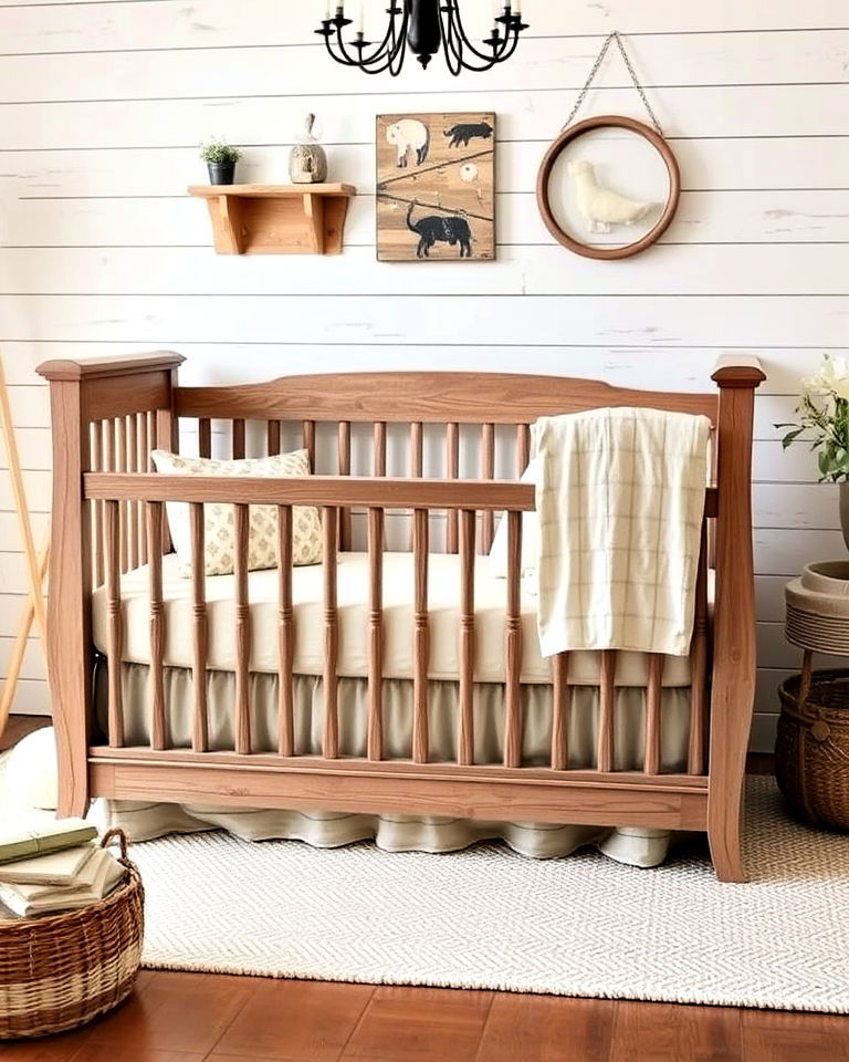 rustic wooden crib