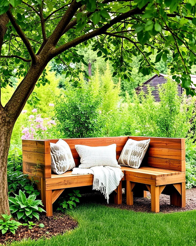 rustic wooden garden seating bench
