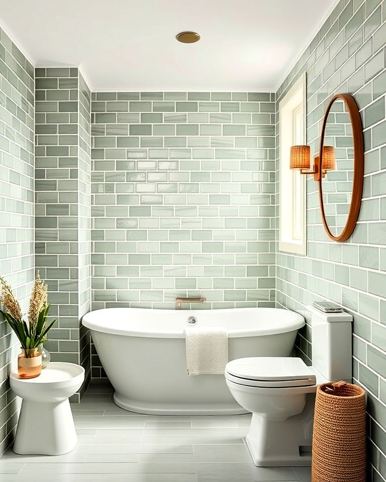 sage green bathroom tiles design