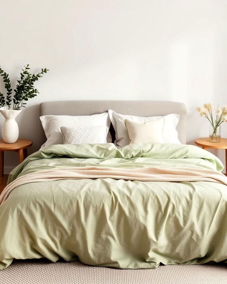 sage green bedspread to add calm