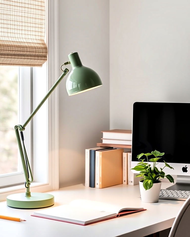 sage green desk lamp for focused work