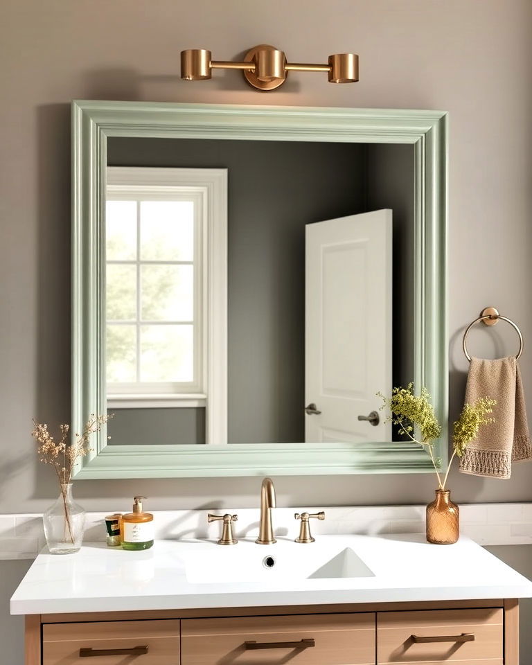 sage green mirror frame design