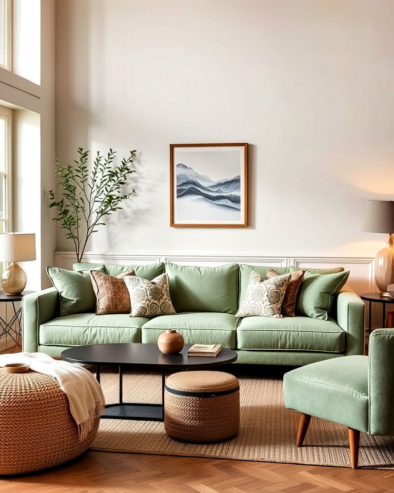 sage green sofa to add warmth