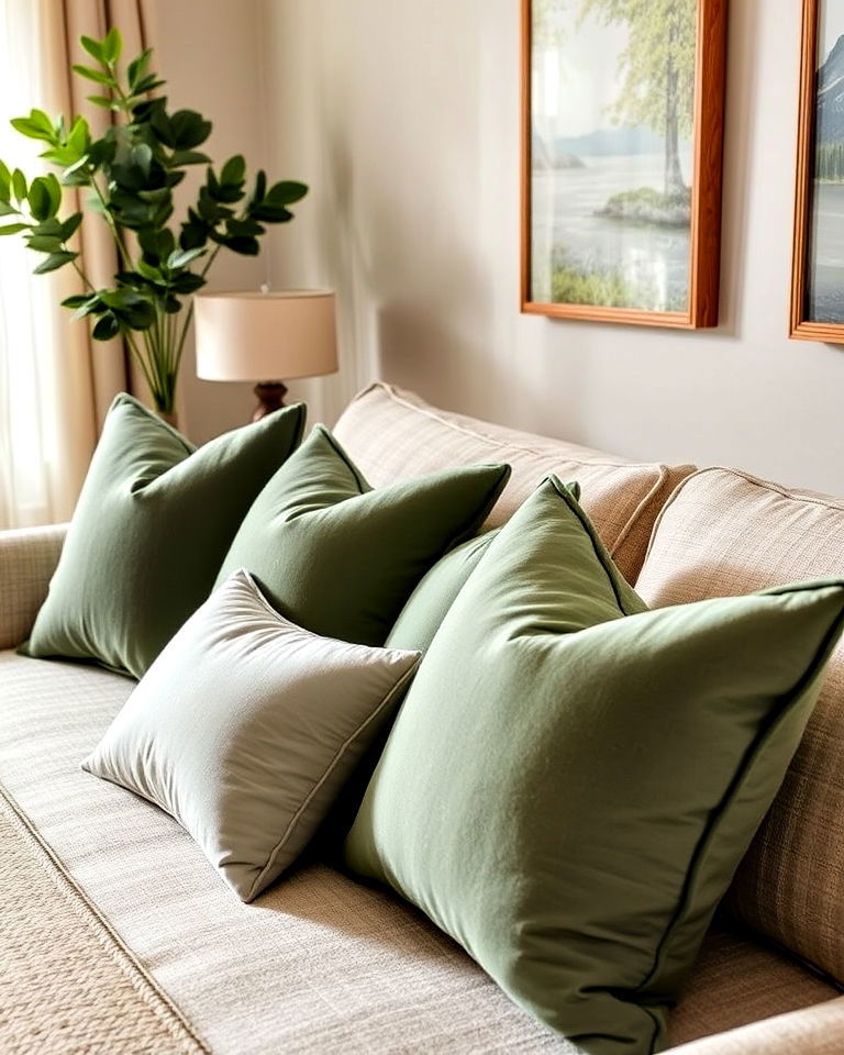 sage green throw pillows idea