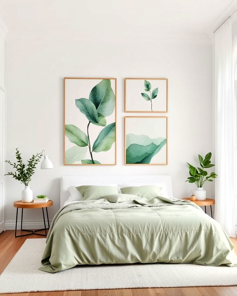 sage green wall art to add depth