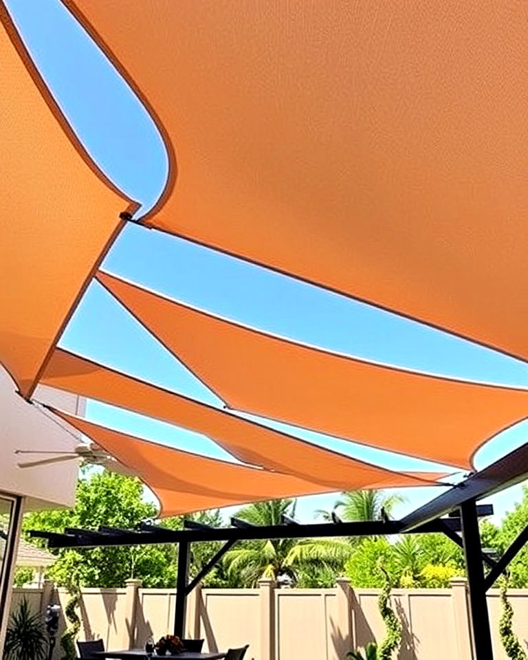 sail shade triangles for layered pergola shading