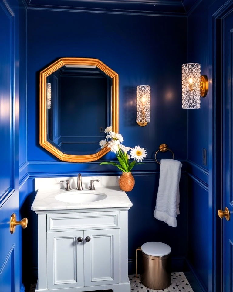 sapphire blue with metallic accents