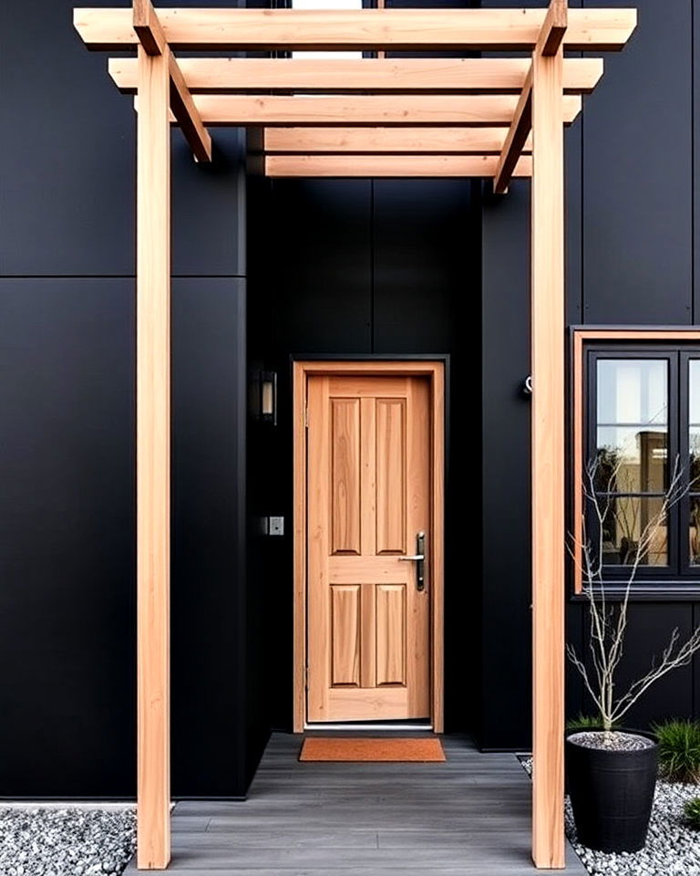 satin black house walls with ashwood framing