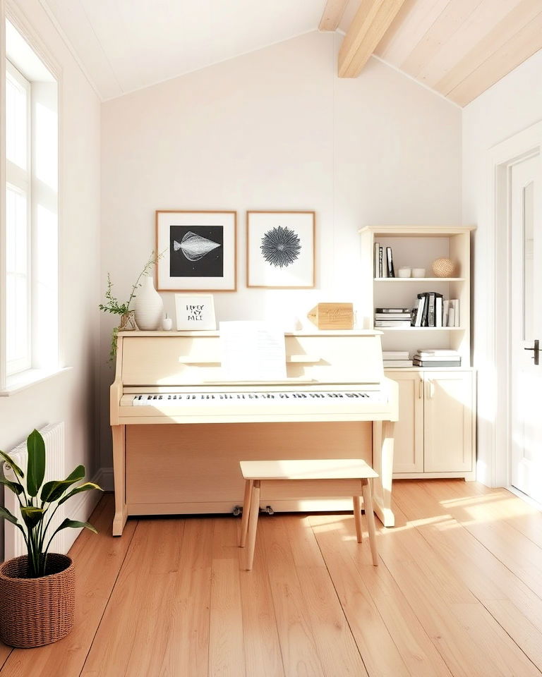 scandinavian style piano room