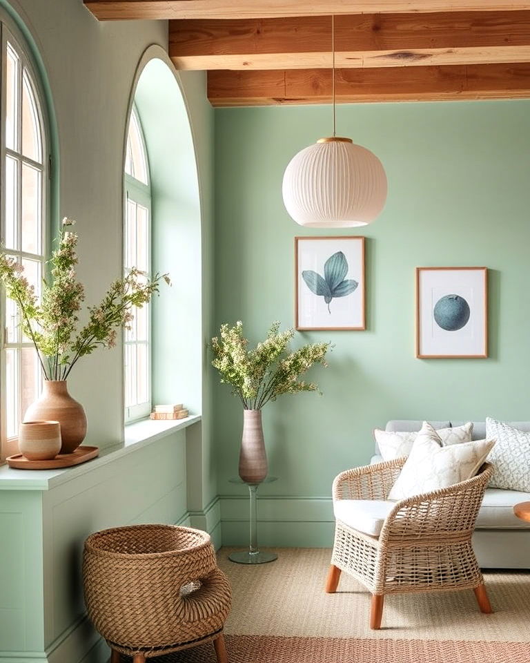 seafoam green coastal themed space