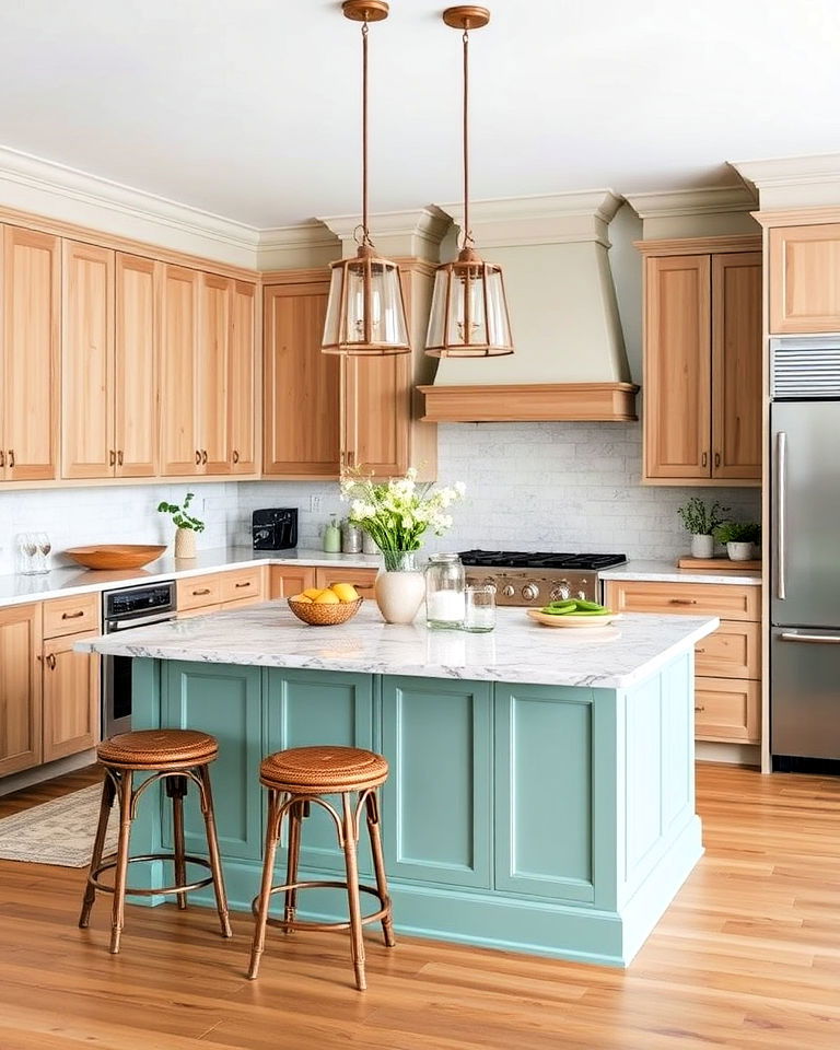 seafoam green kitchen island