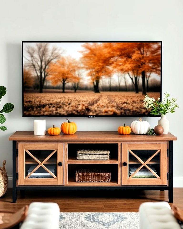 seasonal decor for fresh tv console update