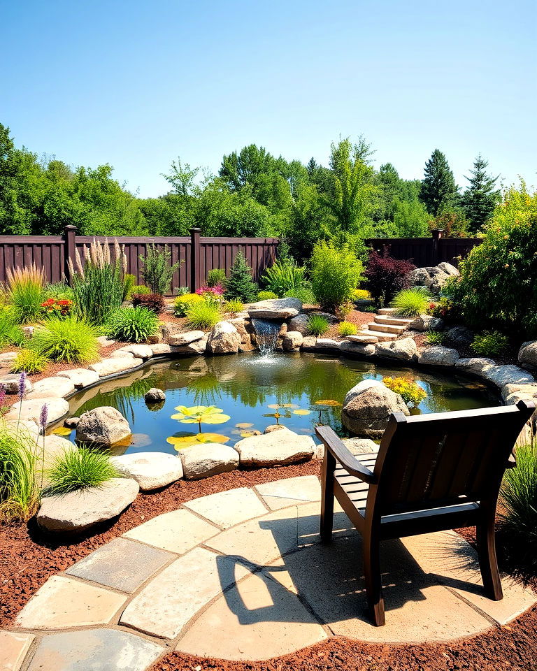 seating near pond to relax
