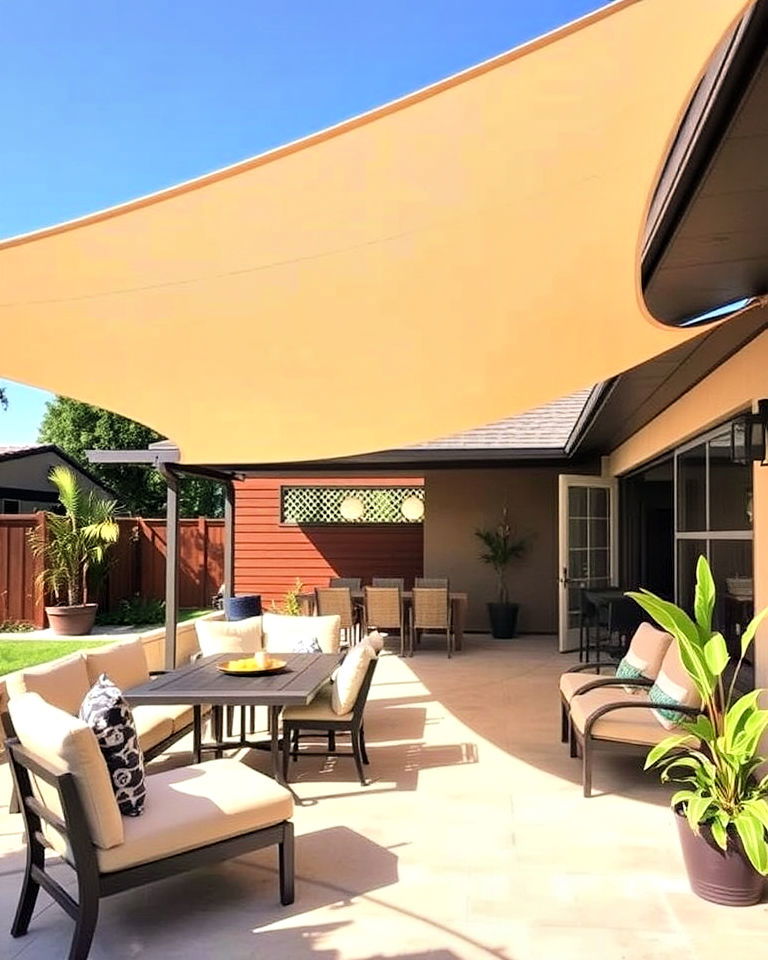 shade sail covered patio