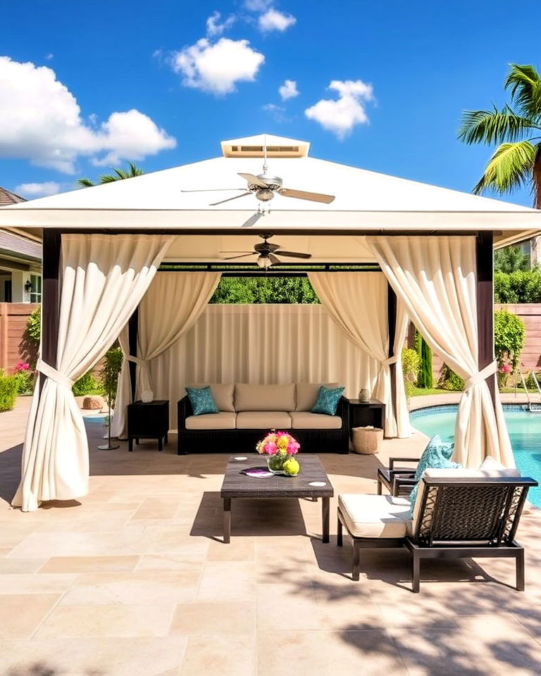 shaded cabana for pool