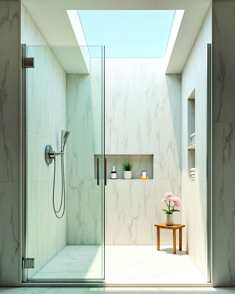 shower skylight with natural lighting