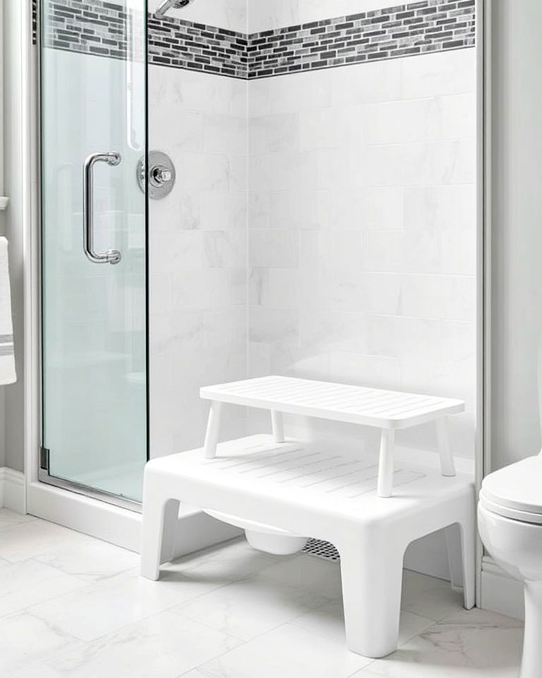 shower step with seating ledge