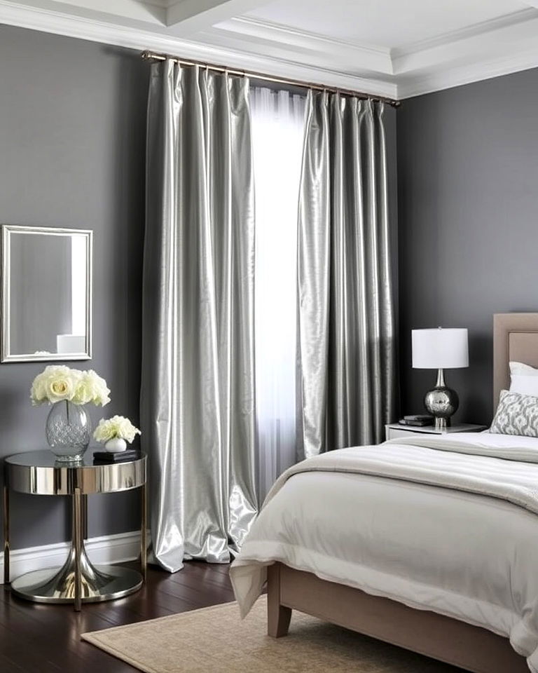 silver curtains