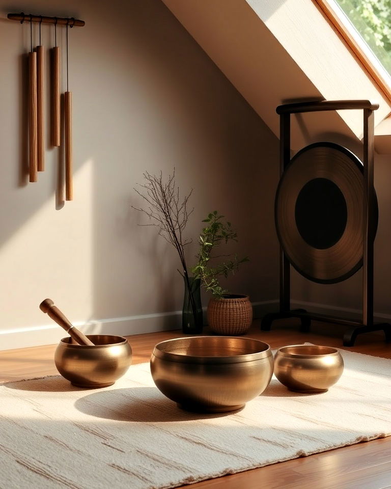 simple and sound bath meditation space
